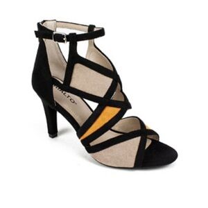 Rialto - Chic Black and Tan Strappy Heels